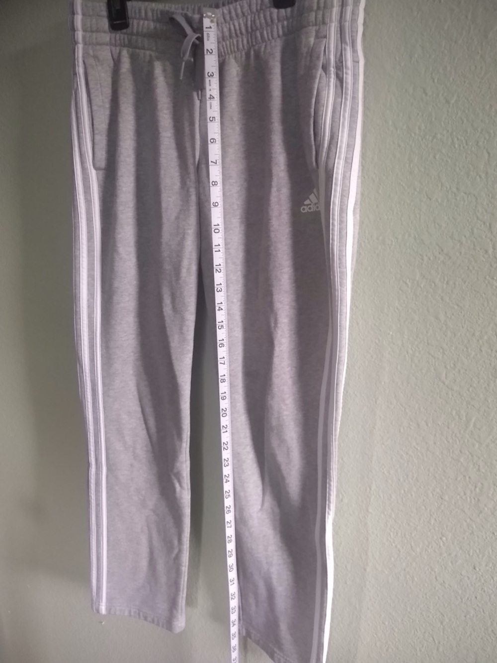 adidas Light Gray Sweatpants with White 3-Stripes - Picture 3 of 4